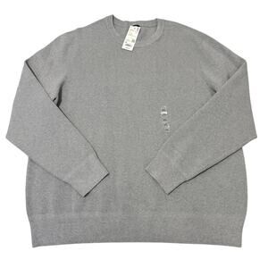 Uniqlo Sweater Mens 3XL Gray Washable Milano Ribbed Crew Neck Pullover XXXL New